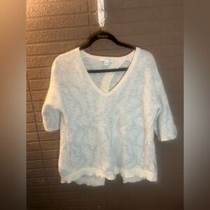 100% cashmere:  White + Warren Soft White V-Neck Sweater